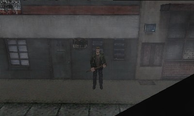 The 3DS top screen: James outside the apartments