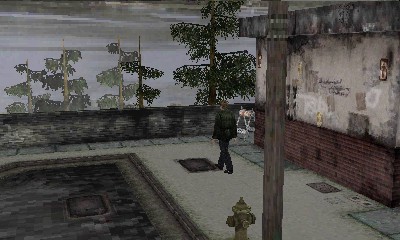 Silent Hill 2 on the 3DS: James at the lake overlook in the fog